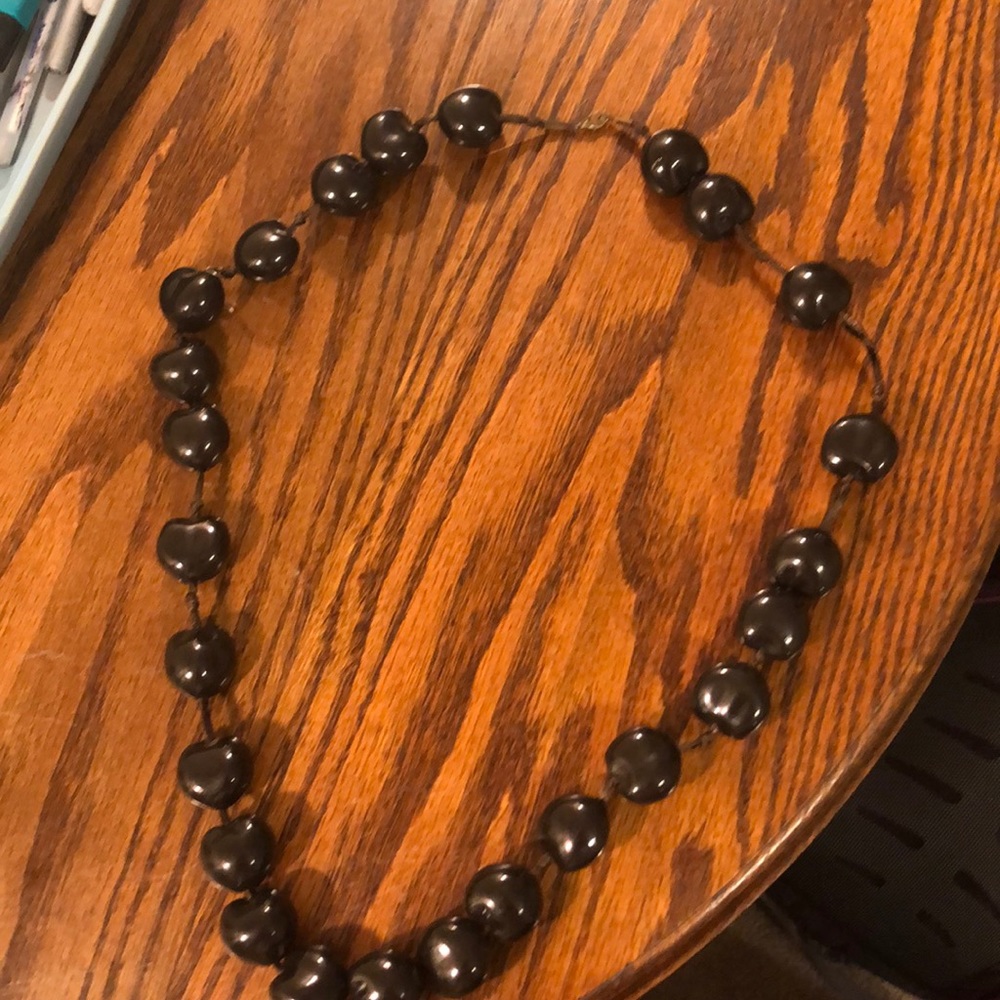 Brown long oversized bead necklace